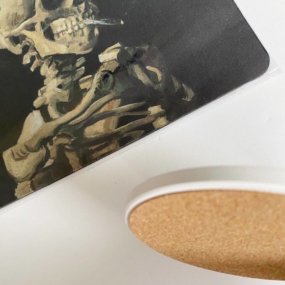 Van Gogh Smoking Skeleton Desk Set Mouse Pad Coaster Magnetic Bottle Opener NEW - Picture 5 of 9